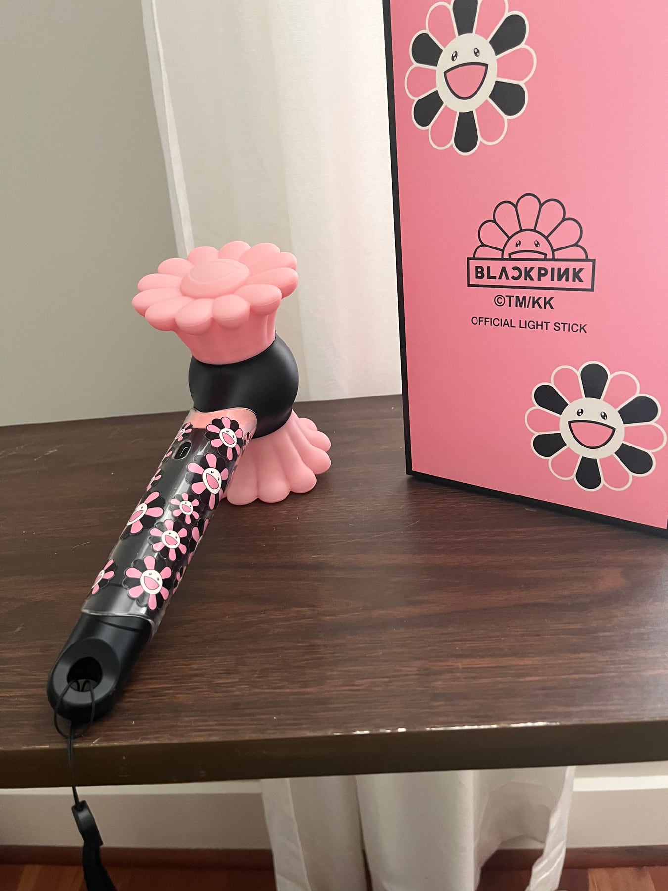 A BLACKPINK and Takashi Murakami light stick display photographed on 18 April 2024.