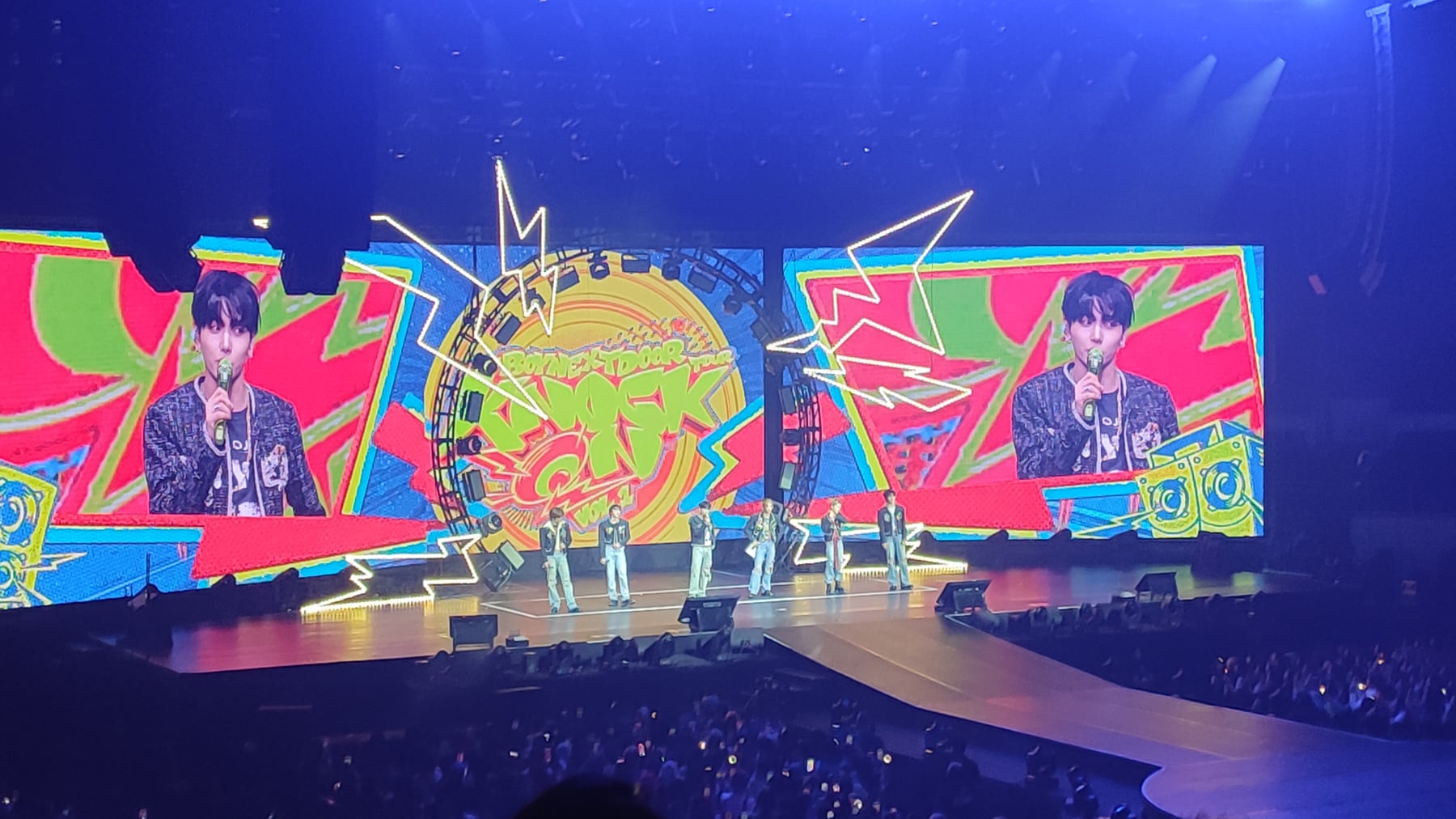 BOYNEXTDOOR performing on the Knock On Vol.1 tour stage in Manila on 22 March 2025.