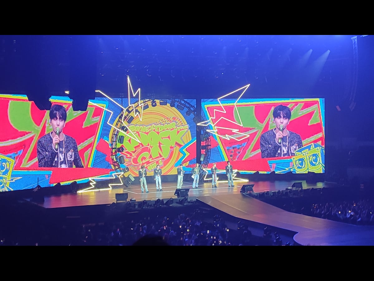 BOYNEXTDOOR performing on the Knock On Vol.1 tour stage in Manila on 22 March 2025.