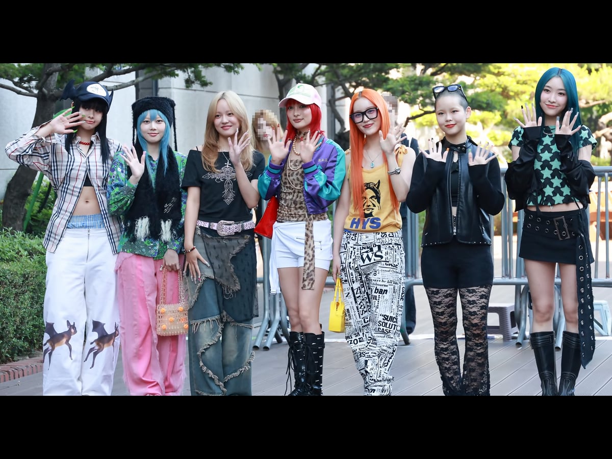 XG arriving for Music Bank in Seoul on 31 May 2024.