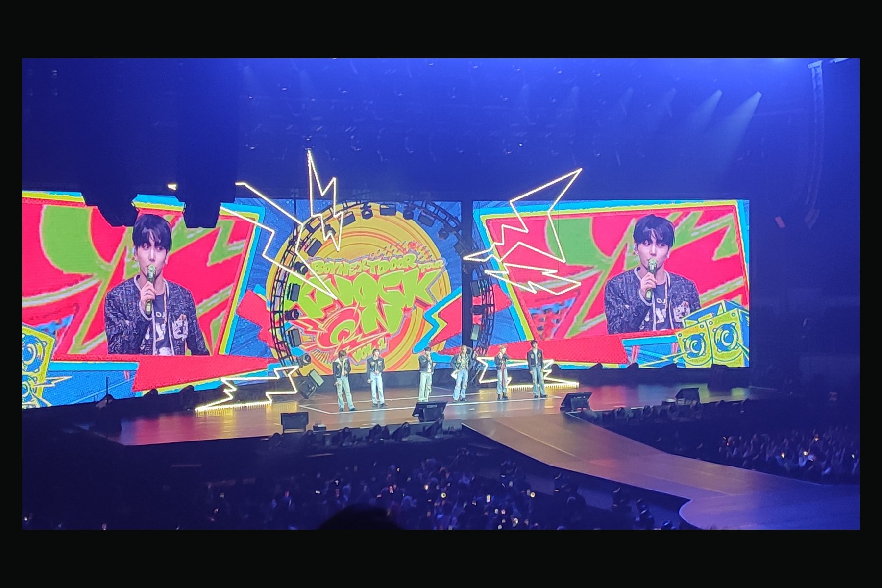 BOYNEXTDOOR performing on the Knock On Vol.1 tour stage in Manila on 22 March 2025.