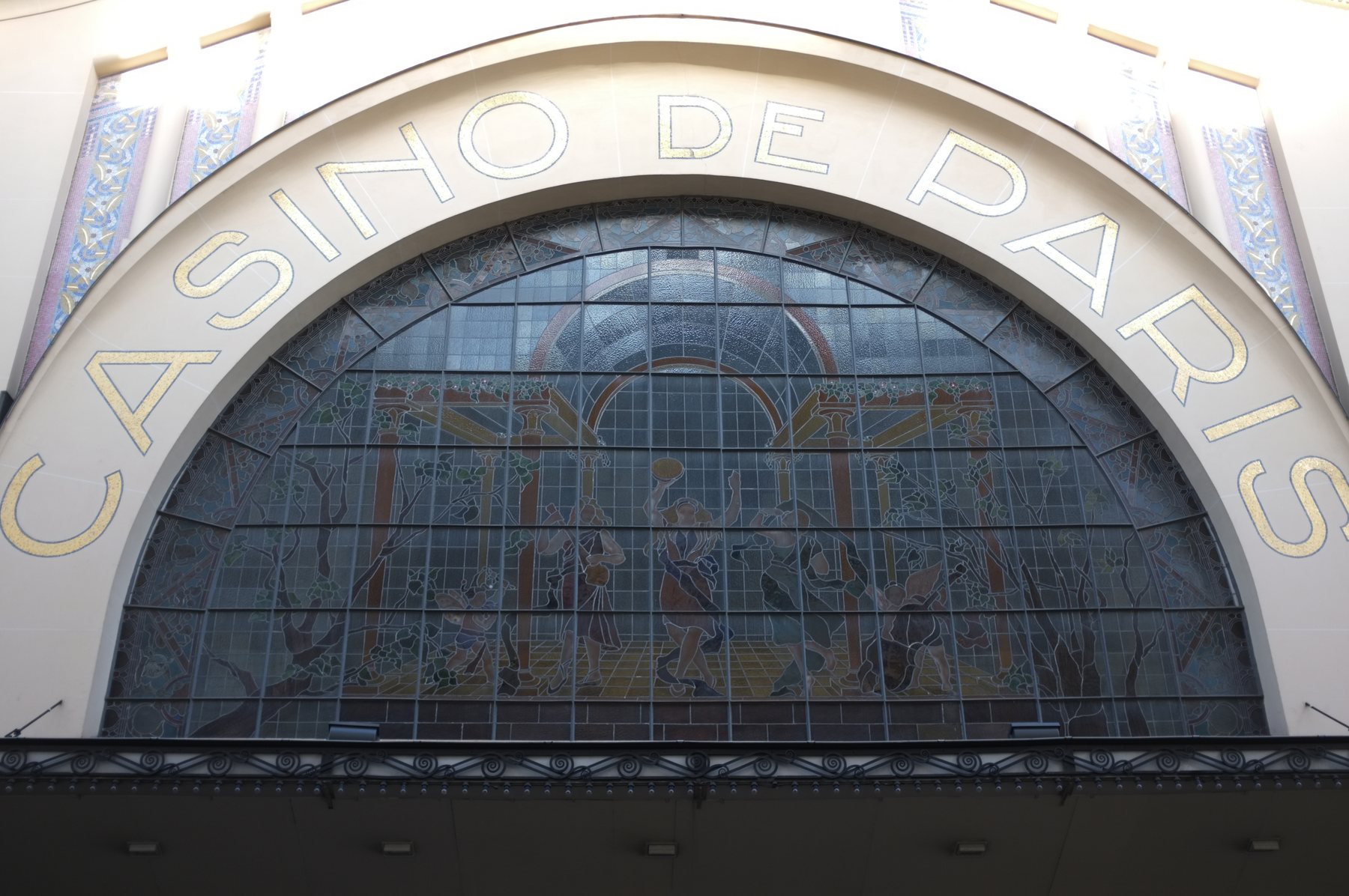 Architectural detail of the Casino de Paris façade.
