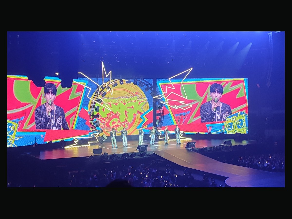 BOYNEXTDOOR performing on the Knock On Vol.1 tour stage in Manila on 22 March 2025.
