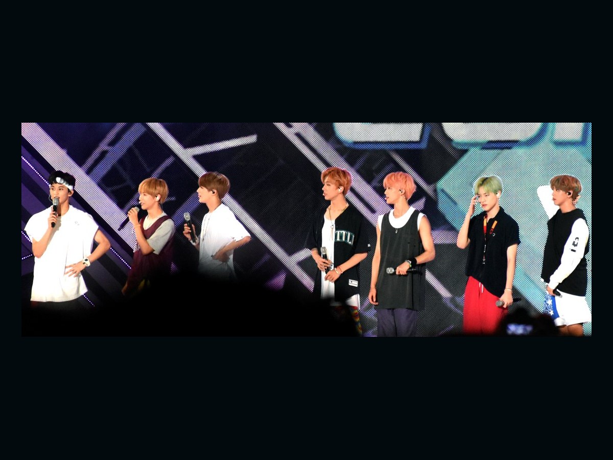 NCT DREAM performing together at Sky Festival in 2018.