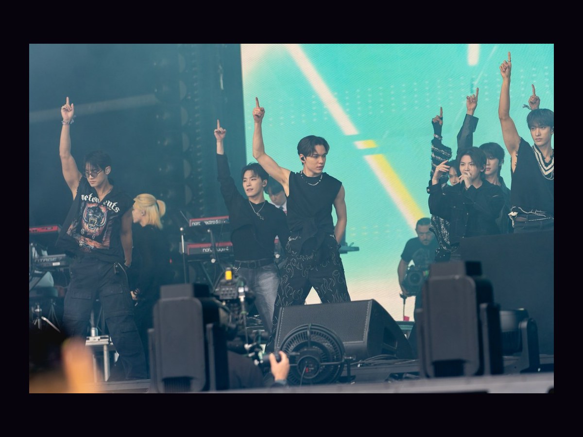 SEVENTEEN performing at Glastonbury in 2024.