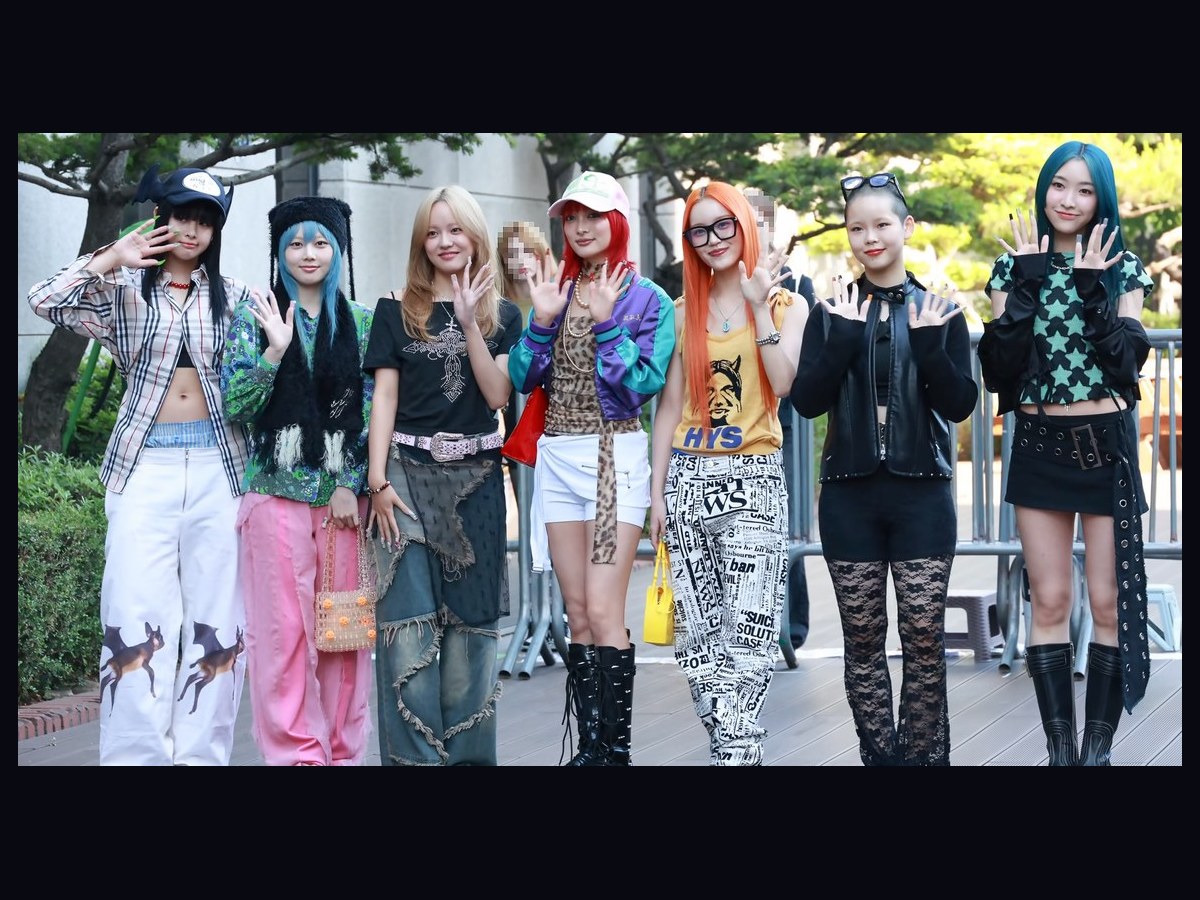 XG arriving for Music Bank in Seoul on 31 May 2024.